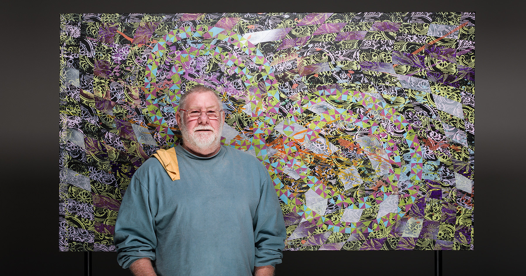 Tom Debruin with his latest painting at our studio in Biddefor Maine, by Portland Headshot